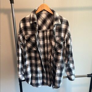 Altar'd State Black and White Plaid Lightweight Shacket